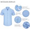 imageMens Cotton Linen Short Sleeve Shirts Cuban Camp Button Down Beach Vacation Tops with PocketCampblue