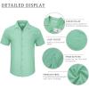 imageMens Cotton Linen Short Sleeve Shirts Cuban Camp Button Down Beach Vacation Tops with PocketCampgreen