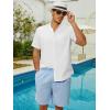 imageMens Cuban Guayabera Shirts Cotton Linen Button Down Short Sleeve Shirts Casual Summer Beach Shirt