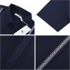 imageMens Linen Cuban Guayabera Button Down Shirts Short Sleeve Casual Summer Beach TopsNavy Blue
