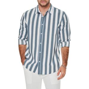 imageMens Casual Linen Cotton Button Down Short Sleeve Shirts Cuban Camp Guayabera Beach TopsGreygreen