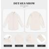 imageButton Down Shirts for Women Long Sleeve Dress Blouse Casual Solid Office Work TopsApricot
