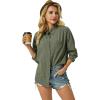 imageButton Down Shirts for Women Long Sleeve Dress Blouse Casual Solid Office Work TopsArmy Green
