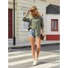 imageButton Down Shirts for Women Long Sleeve Dress Blouse Casual Solid Office Work TopsArmy Green