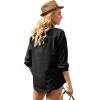 imageButton Down Shirts for Women Long Sleeve Dress Blouse Casual Solid Office Work TopsBlack