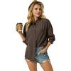 imageButton Down Shirts for Women Long Sleeve Dress Blouse Casual Solid Office Work TopsCoffee