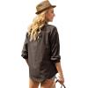 imageButton Down Shirts for Women Long Sleeve Dress Blouse Casual Solid Office Work TopsCoffee