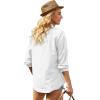imageButton Down Shirts for Women Long Sleeve Dress Blouse Casual Solid Office Work TopsWhite