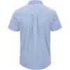 imageMens Casual Linen Button Down Short Sleeve Shirts Beach Summer Spread Collar Pocket TopsBlue