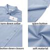 imageMens Casual Linen Button Down Short Sleeve Shirts Beach Summer Spread Collar Pocket TopsBlue