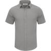 imageMens Casual Linen Button Down Short Sleeve Shirts Beach Summer Spread Collar Pocket TopsGrey