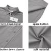 imageMens Casual Linen Button Down Short Sleeve Shirts Beach Summer Spread Collar Pocket TopsGrey