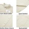imageMens Casual Linen Button Down Short Sleeve Shirts Beach Summer Spread Collar Pocket TopsPocketbeige