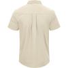 imageMens Casual Linen Button Down Short Sleeve Shirts Beach Summer Spread Collar Pocket TopsPocketbeige