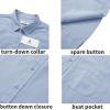 imageMens Casual Linen Button Down Short Sleeve Shirts Beach Summer Spread Collar Pocket TopsPocketblue