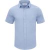 imageMens Casual Linen Button Down Short Sleeve Shirts Beach Summer Spread Collar Pocket TopsPocketblue