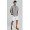 imageMens Casual Linen Button Down Short Sleeve Shirts Beach Summer Spread Collar Pocket TopsPocketgrey