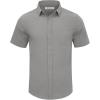 imageMens Casual Linen Button Down Short Sleeve Shirts Beach Summer Spread Collar Pocket TopsPocketgrey