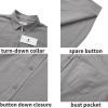 imageMens Casual Linen Button Down Short Sleeve Shirts Beach Summer Spread Collar Pocket TopsPocketgrey