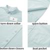 imageMens Casual Linen Button Down Short Sleeve Shirts Beach Summer Spread Collar Pocket TopsPocketmint Blue