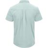 imageMens Casual Linen Button Down Short Sleeve Shirts Beach Summer Spread Collar Pocket TopsPocketmint Blue