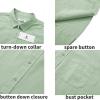imageMens Casual Linen Button Down Short Sleeve Shirts Beach Summer Spread Collar Pocket TopsPocketmint Green