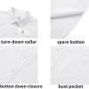 imageMens Casual Linen Button Down Short Sleeve Shirts Beach Summer Spread Collar Pocket TopsPocketwhite