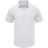 imageMens Casual Linen Button Down Short Sleeve Shirts Beach Summer Spread Collar Pocket TopsWhite