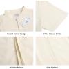 imageMens Casual Linen Button Down Short Sleeve Shirts Beach Summer Spread Collar Pocket TopsXbeige