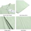 imageMens Casual Linen Button Down Short Sleeve Shirts Beach Summer Spread Collar Pocket TopsXmint Green