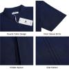 imageMens Casual Linen Button Down Short Sleeve Shirts Beach Summer Spread Collar Pocket TopsXnavy Blue