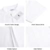 imageMens Casual Linen Button Down Short Sleeve Shirts Beach Summer Spread Collar Pocket TopsXwhite