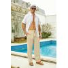imageMens Casual Linen Pants Elastic Wasist Drawstring Lightweight Summer Beach Yoga Pants Trousers with PocketsKhaki