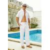 imageMens Casual Linen Pants Elastic Wasist Drawstring Lightweight Summer Beach Yoga Pants Trousers with PocketsWhite