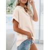 imageWomens Button Down Casual Shirts Cotton Short Sleeve Blouses Solid Summer Tops with PocketApricot