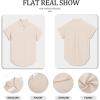 imageWomens Button Down Casual Shirts Cotton Short Sleeve Blouses Solid Summer Tops with PocketApricot