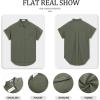 imageWomens Button Down Casual Shirts Cotton Short Sleeve Blouses Solid Summer Tops with PocketArmy Green