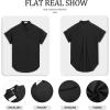 imageWomens Button Down Casual Shirts Cotton Short Sleeve Blouses Solid Summer Tops with PocketBlack