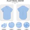 imageWomens Button Down Casual Shirts Cotton Short Sleeve Blouses Solid Summer Tops with PocketBlue