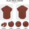 imageWomens Button Down Casual Shirts Cotton Short Sleeve Blouses Solid Summer Tops with PocketBrick Red