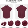 imageWomens Button Down Casual Shirts Cotton Short Sleeve Blouses Solid Summer Tops with PocketRed Wine