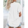 imageWomens Button Down Casual Shirts Cotton Short Sleeve Blouses Solid Summer Tops with PocketWhite