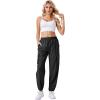 imageWomens Cargo Pants Lightweight Quick Dry Waterproof Hiking Pants Summer Casual Joggers with 4 PocketsBlack