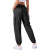 imageWomens Cargo Pants Lightweight Quick Dry Waterproof Hiking Pants Summer Casual Joggers with 4 PocketsBlack