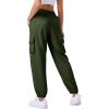 imageWomens Cargo Pants Lightweight Quick Dry Waterproof Hiking Pants Summer Casual Joggers with 4 PocketsGreen