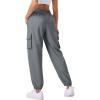 imageWomens Cargo Pants Lightweight Quick Dry Waterproof Hiking Pants Summer Casual Joggers with 4 PocketsGrey