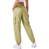 imageWomens Cargo Pants Lightweight Quick Dry Waterproof Hiking Pants Summer Casual Joggers with 4 PocketsLight Khaki