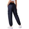 imageWomens Cargo Pants Lightweight Quick Dry Waterproof Hiking Pants Summer Casual Joggers with 4 PocketsNavy