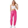 imageWomens Cargo Pants Lightweight Quick Dry Waterproof Hiking Pants Summer Casual Joggers with 4 PocketsRose Red