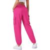 imageWomens Cargo Pants Lightweight Quick Dry Waterproof Hiking Pants Summer Casual Joggers with 4 PocketsRose Red